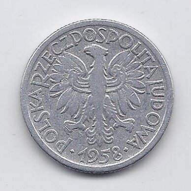 POLAND 2 ZLOTE 1958 Y # 46 VF 1