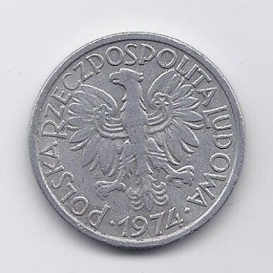POLAND 2 ZLOTE 1974 Y # 46 VF 1