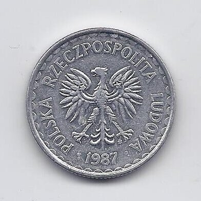 POLAND 1 ZLOTY 1987 Y # 49.2 VF 1