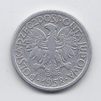 POLAND 2 ZLOTE 1958 Y # 46 VF 1