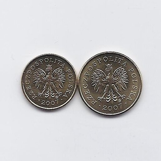 POLAND 1 and 2 GROSZE 2007 Y # 276 - 277 UNC 1