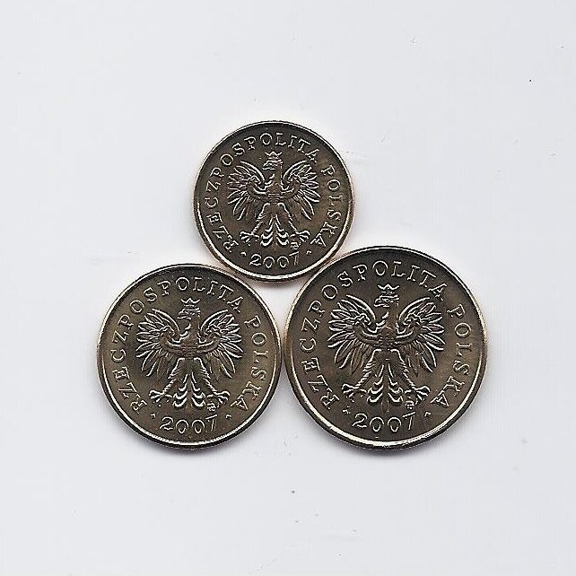 POLAND 2007 THREE UNCIRCULATED COINS SET 1