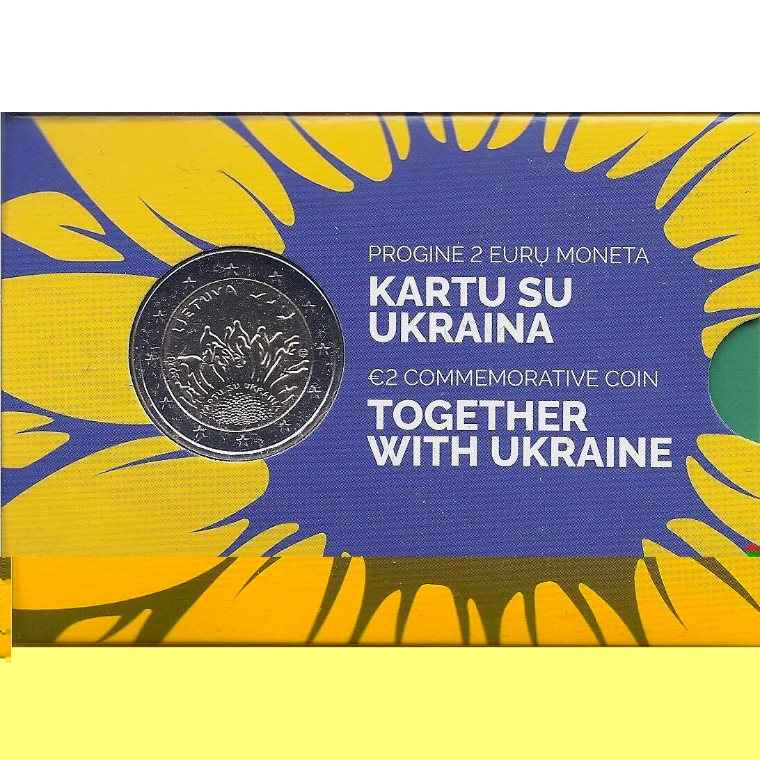 LIETUVA 2 EURAI 2023 KARTU SU UKRAINA ( KORTELĖJE )