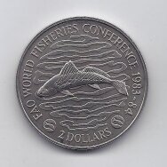 LIBERIJA 2 DOLLARS 1983 KM # 47 AU Pasaulio žvejybos konferencija LIBERIJA 2 DOLLARS 1983 KM # 47 AU Pasaulio žvejybos konferencija