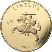 LIETUVA 5 EURO 2015 KM # A215 PROOF-LIKE Nepriklausomybės atkūrimas 1