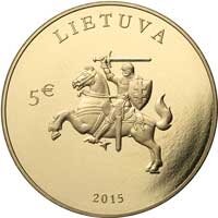 LITHUANIA 5 EURO 2015 KM # A215 PROOF LIKE 25 years of Independence 1