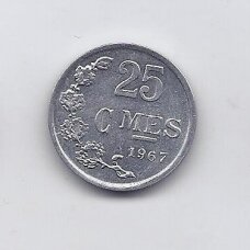 LUXEMBOURG 25 CENTIMES 1967 KM # 45a XF LUXEMBOURG 25 CENTIMES 1967 KM # 45a XF