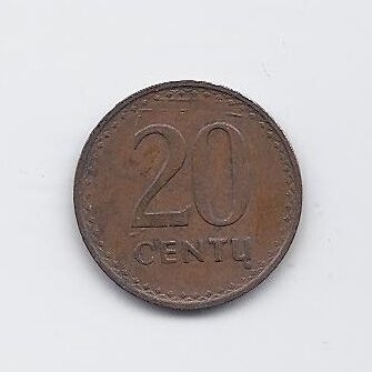 LITHUANIA 20 CENTŲ 1991 KM # 89 VF