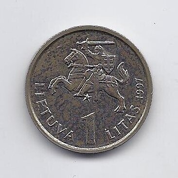 LITHUANIA 1 LITAS 1997 KM # 109 VF Vladas Jurgutis 1