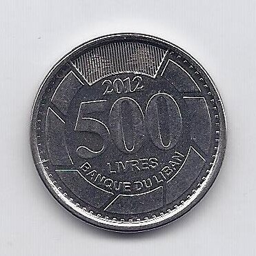 LIBANAS 500 LIVRES 2012 KM # 39a XF 1