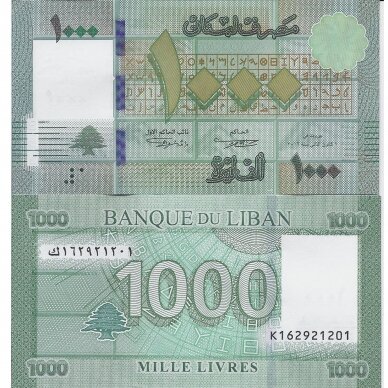 LIBAN 1000 LIVRES 2016 P # 90c AU