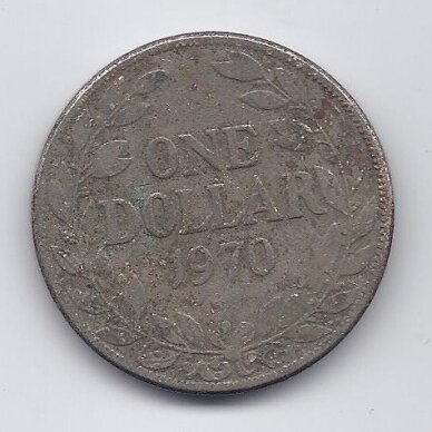 LIBERIA 1 DOLLAR 1970 KM # 18a.2 F (dirty and worn coin)