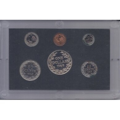 LIBERIJA 1969 m. PROOF monetų oficialus rinkinys ( monetos su negražia patina ) 1
