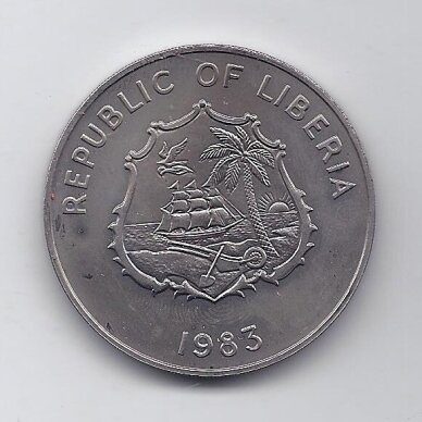 LIBERIA 2 DOLLARS 1983 KM # 47 AU World Fisheries Conference 1