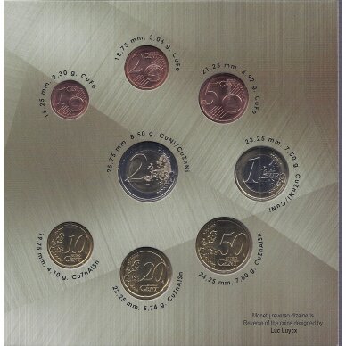 LIETUVA 2015 m. oficialus bankinis BU euro monetų rinkinys 1