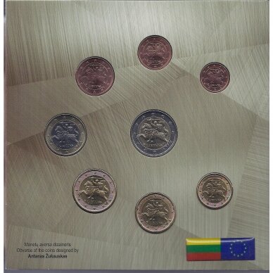 LIETUVA 2015 m. oficialus bankinis BU euro monetų rinkinys 2