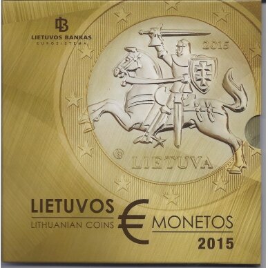 LIETUVA 2015 m. oficialus bankinis BU euro monetų rinkinys