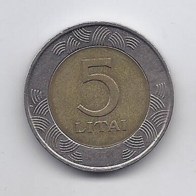 LITHUANIA 5 LITAI 1999 KM # 113 VF (Rooster)