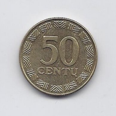 LITHUANIA 50 CENTŲ 2000 KM # 108 VF/XF