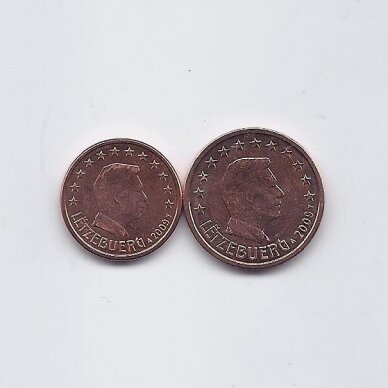 LIUKSEMBURGAS 1 ir 2 EURO CENTS 2009 KM # 75 - 76 UNC