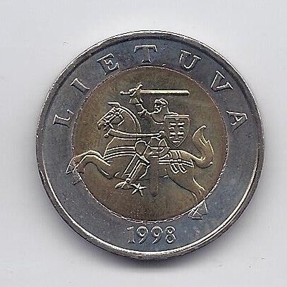LITHUANIA 5 LITAI 1998 KM # 113 XF/AU 1