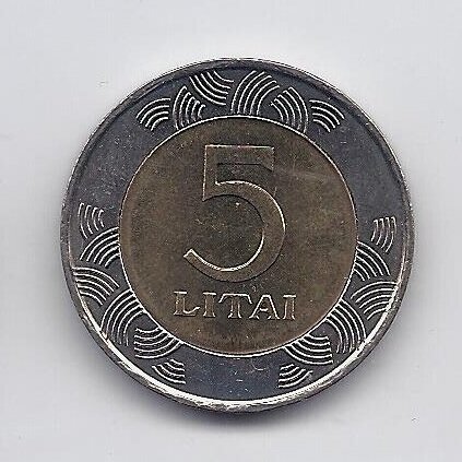 LIETUVA 5 LITAI 1998 KM # 113 XF/AU