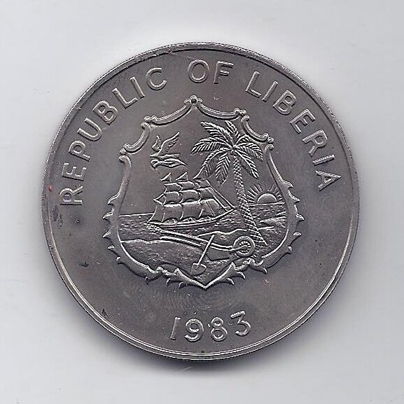 LIBERIA 2 DOLLARS 1983 KM # 47 AU World Fisheries Conference 1