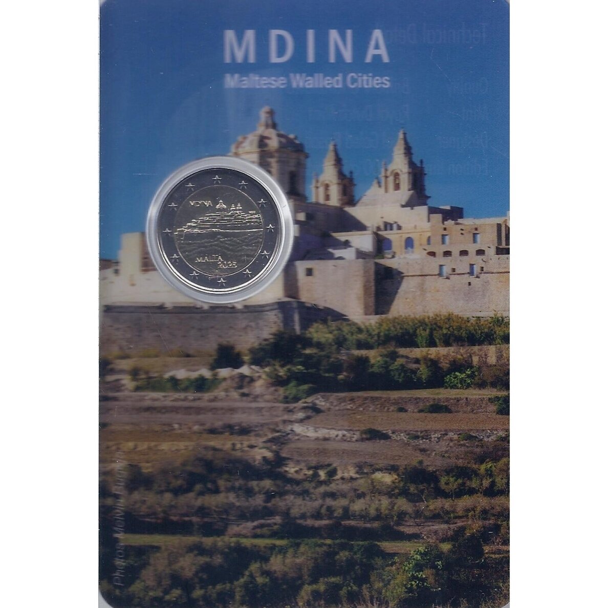 MALTA 2 EURO 2025 CITADEL OF MDINA (COINCARD) 1