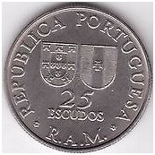 MADEIRA 25 ESCUDOS 1981 KM # 4 XF 1