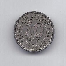 MALAJA IR BRITŲ BORNEO 10 CENTS 1956 KM # 2 VF MALAJA IR BRITŲ BORNEO 10 CENTS 1956 KM # 2 VF