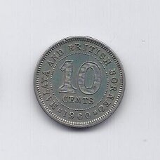 MALAJA IR BRITŲ BORNEO 10 CENTS 1960 KM # 2 VF MALAJA IR BRITŲ BORNEO 10 CENTS 1960 KM # 2 VF