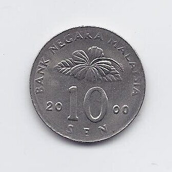 MALAYSIA 10 SEN 2000 KM # 51 F/VF