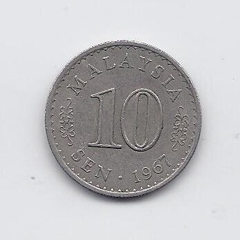 MALAYSIA 10 SEN 1967 KM # 3 VF