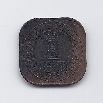MALAYA 1 CENT 1945 KM # 6 F/VG
