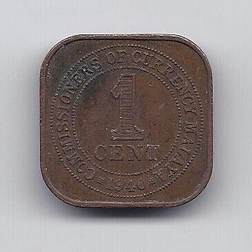 MALAYA 1 CENT 1940 KM # 2 VF