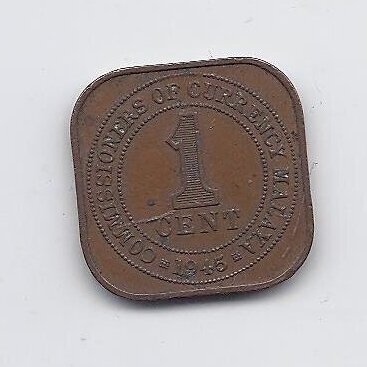 MALAYA 1 CENT 1945 KM # 6 VF