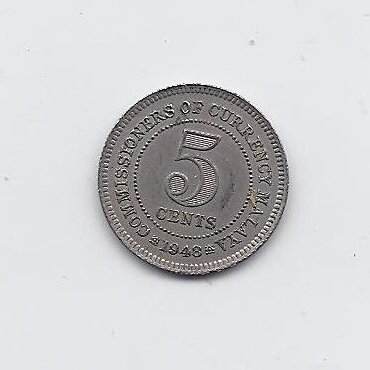 MALAYA 5 CENTS 1948 KM # 7 VF