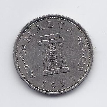 MALTA 5 CENTS 1972 KM # 10 VF 1