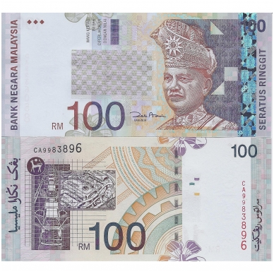 MALAYSIA 100 RINGGIT 2001 ND P # 44d UNC