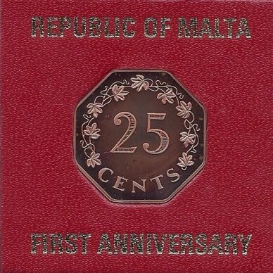 MALTA 25 CENTS 1975 KM # 29a PROOF