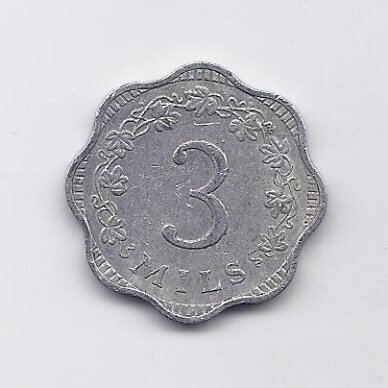 MALTA 3 MILS 1972 KM # 6 VF