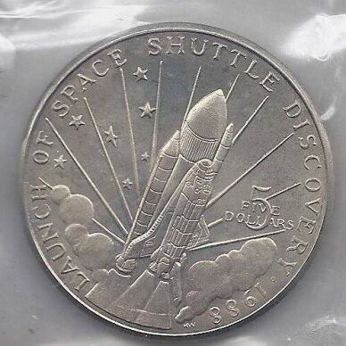 MARŠALO SALOS 5 DOLLARS 1988 KM # 6 UNC "Space Shuttle" atradimai