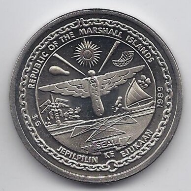 MARSHALL IS. 5 DOLLARS 1989 KM # 13 UNC FIRST MEN ON MOON 1