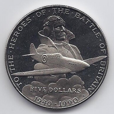 MARSHALL ISLANDS 5 DOLLARS 1990 KM # 18 UNC TO THE HEROES OF THE BATTLE OF BRITAIN
