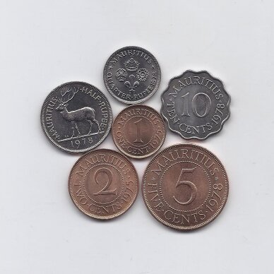 MAURITIUS 1975 - 1978 6 coins set