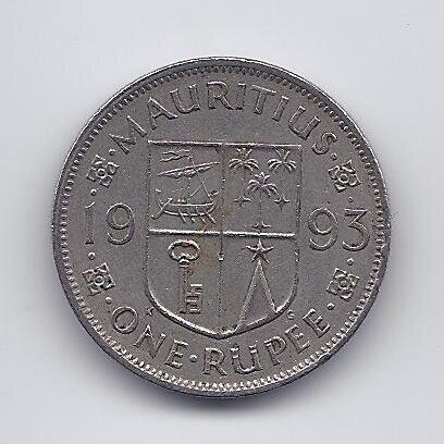 MAURITIUS 1 RUPEE 1993 KM # 55 VF