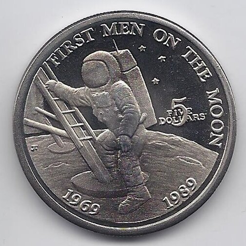MARSHALL IS. 5 DOLLARS 1989 KM # 13 UNC FIRST MEN ON MOON
