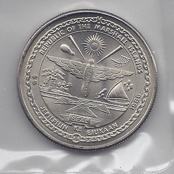 MARSHALL ISLANDS 5 DOLLARS 1988 KM # 6 UNC Space Shuttle Discovery 1