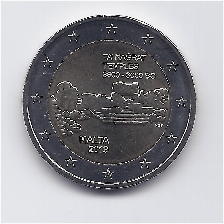 MALTA 2 EURO 2019 TA' HAGRAT ( WITH MINTMARK )