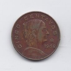 MEXICO 5 CENTAVOS 1969 KM # 426 VF MEXICO 5 CENTAVOS 1969 KM # 426 VF